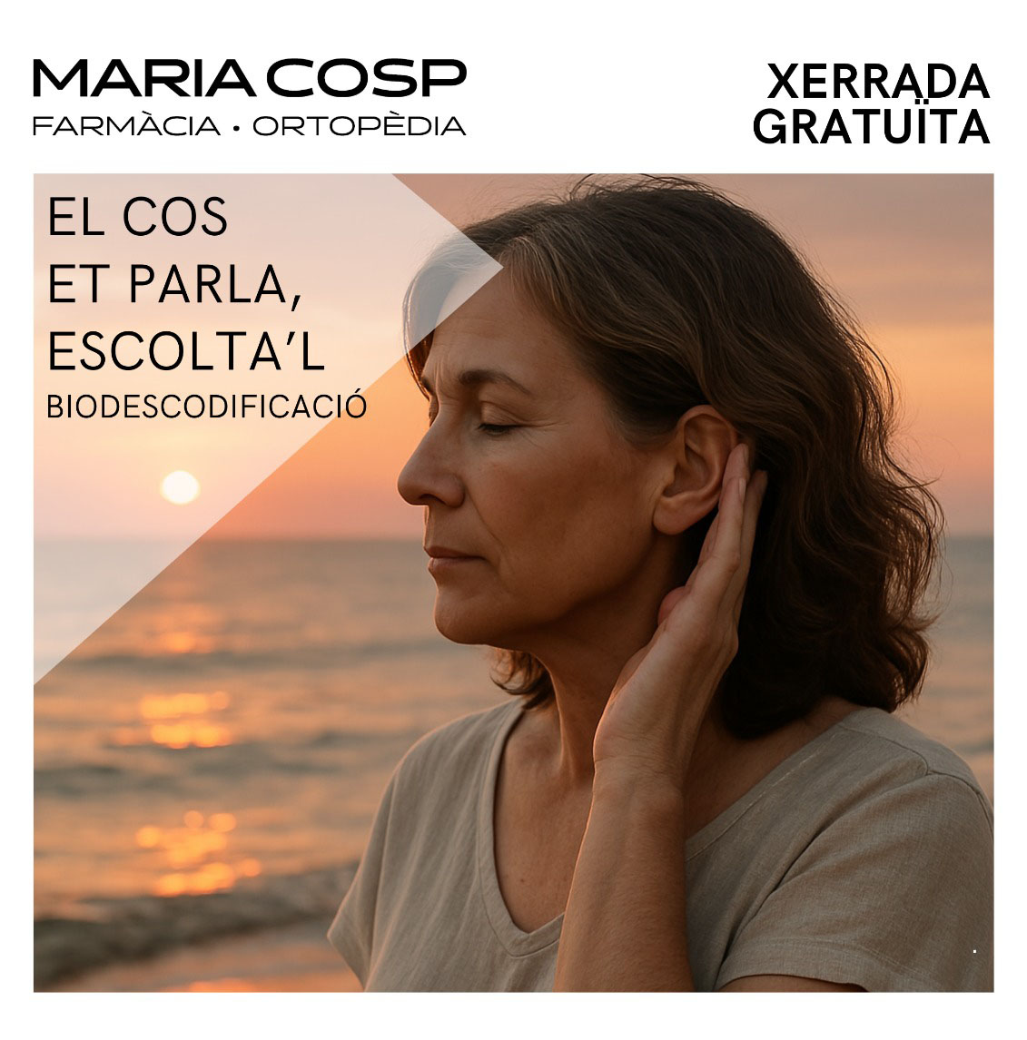 Cartell de la xerrada de Biodescodificació que es farà a la darmàcia Maria Cosp el 24 d'abril